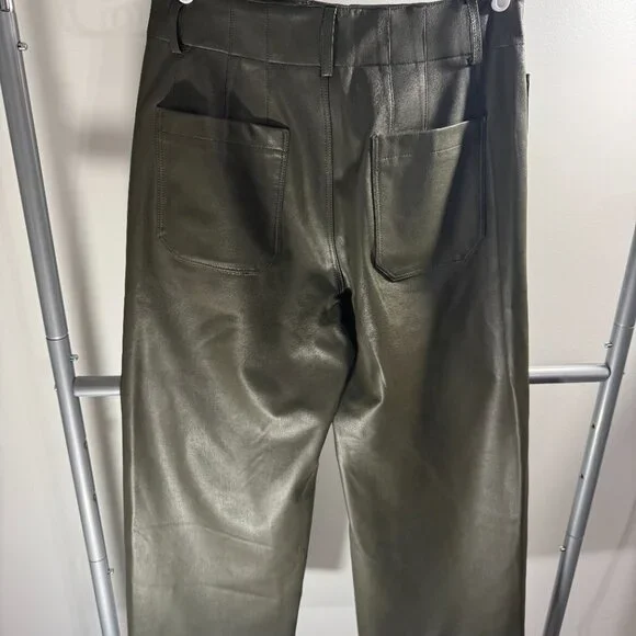 Women's - Anthropologie - The Colette Cropped Wide-Leg Pants by Maeve: Faux-Lea - Picture 4 of 4